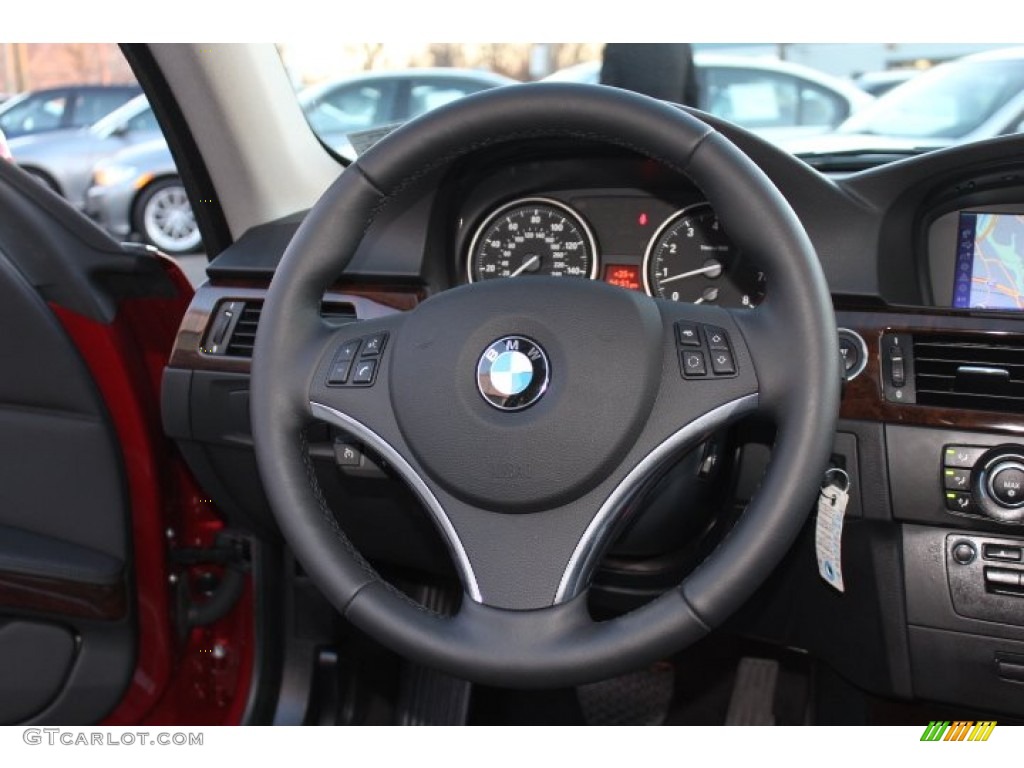 2012 BMW 3 Series 328i xDrive Coupe Black Steering Wheel Photo #76376248
