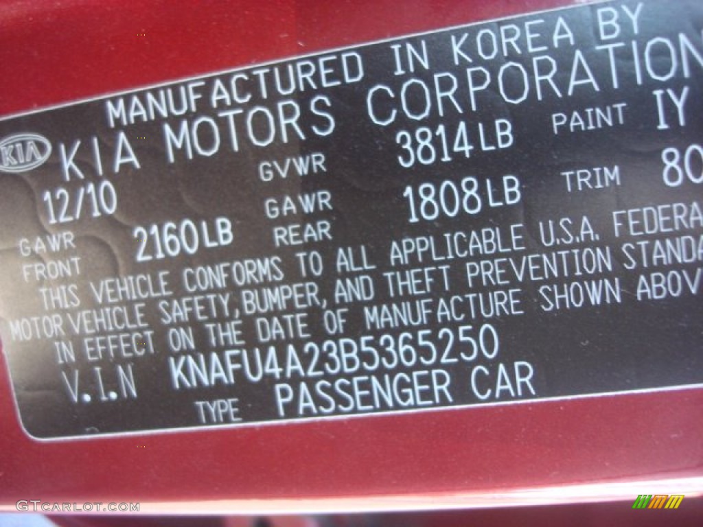2011 Forte Color Code IY for Spicy Red Photo #76379377