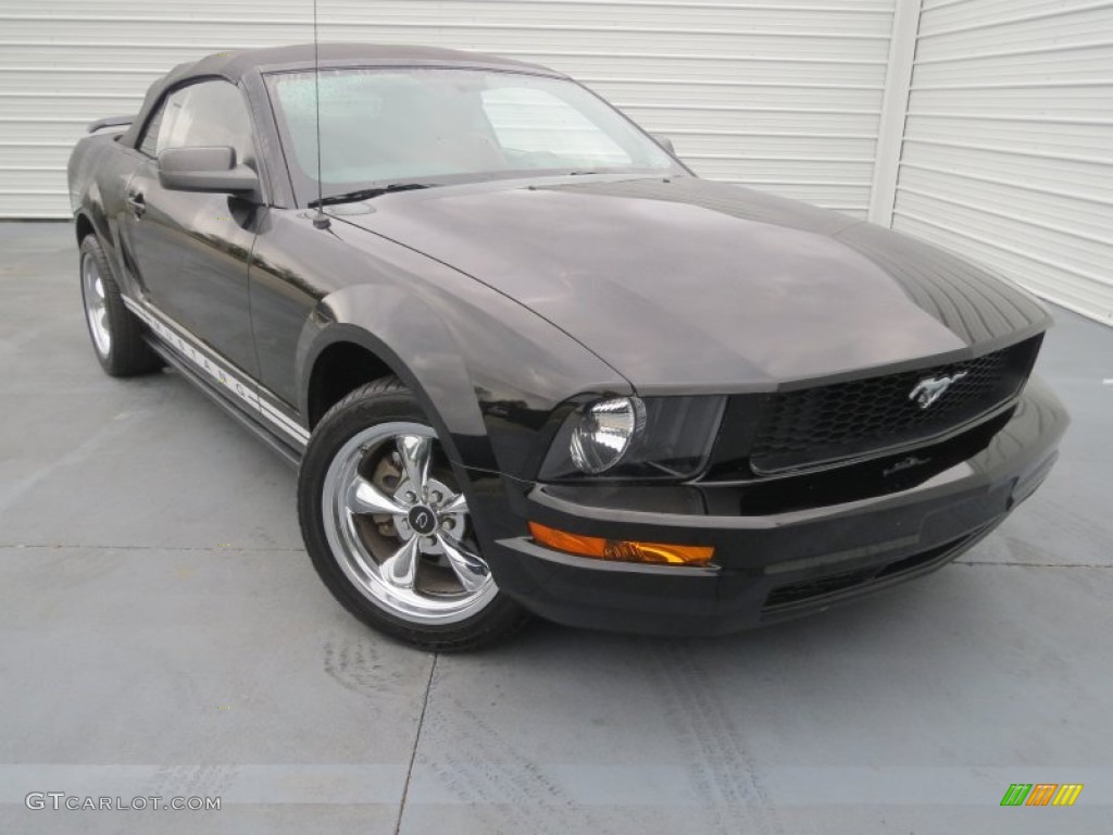 2005 Mustang V6 Premium Convertible - Black / Red Leather photo #1