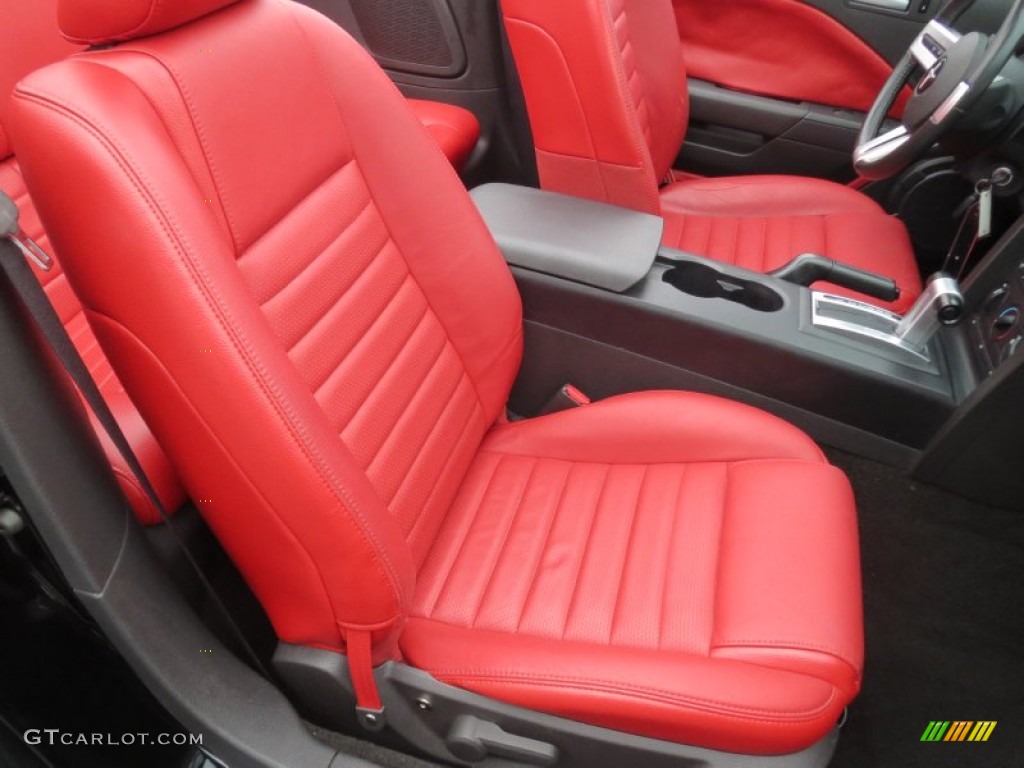 Red Leather Interior 2005 Ford Mustang V6 Premium Convertible Photo #76380448