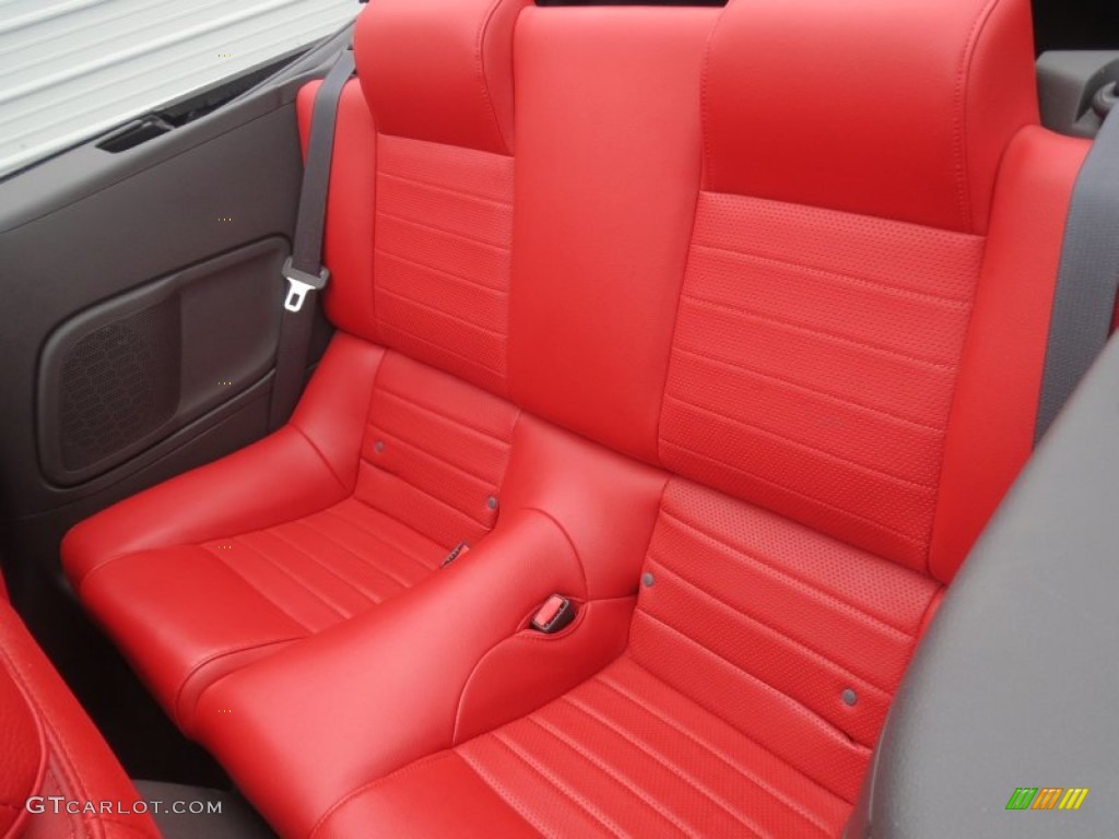 Red Leather Interior 2005 Ford Mustang V6 Premium Convertible Photo #76380538