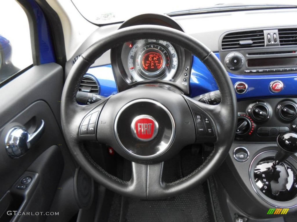2012 Fiat 500 Pop Tessuto Grigio/Nero (Grey/Black) Steering Wheel Photo #76383055