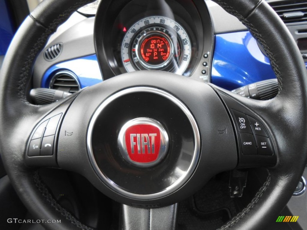 2012 Fiat 500 Pop Tessuto Grigio/Nero (Grey/Black) Steering Wheel Photo #76383070