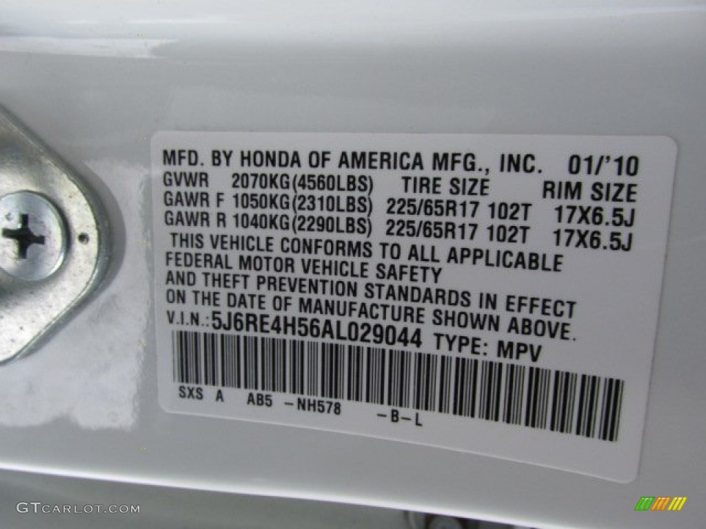 2010 CR-V EX AWD - Taffeta White / Gray photo #23