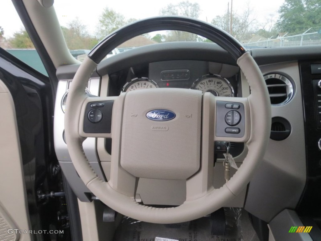 2013 Ford Expedition EL Limited Stone Steering Wheel Photo #76383973