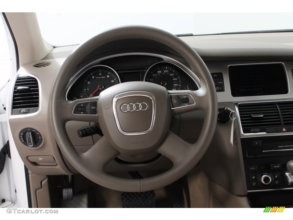 2011 Audi Q7 3.0 TFSI S line quattro Cardamom Beige Steering Wheel Photo #76385752