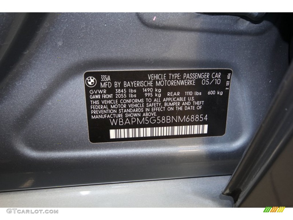 2011 BMW 3 Series 335i Sedan Info Tag Photo #76386019