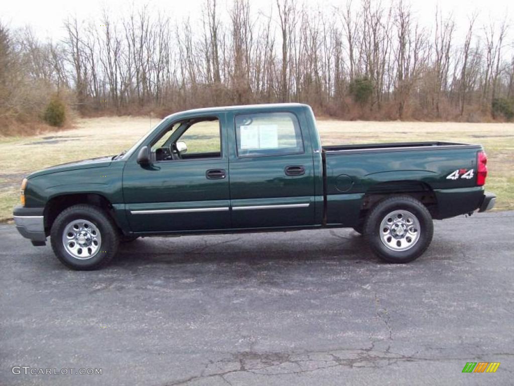 2005 Silverado 1500 LS Crew Cab 4x4 - Dark Green Metallic / Dark Charcoal photo #4