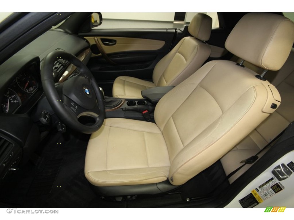 Beige Boston Leather Interior 2010 BMW 1 Series 128i Convertible Photo #76387060