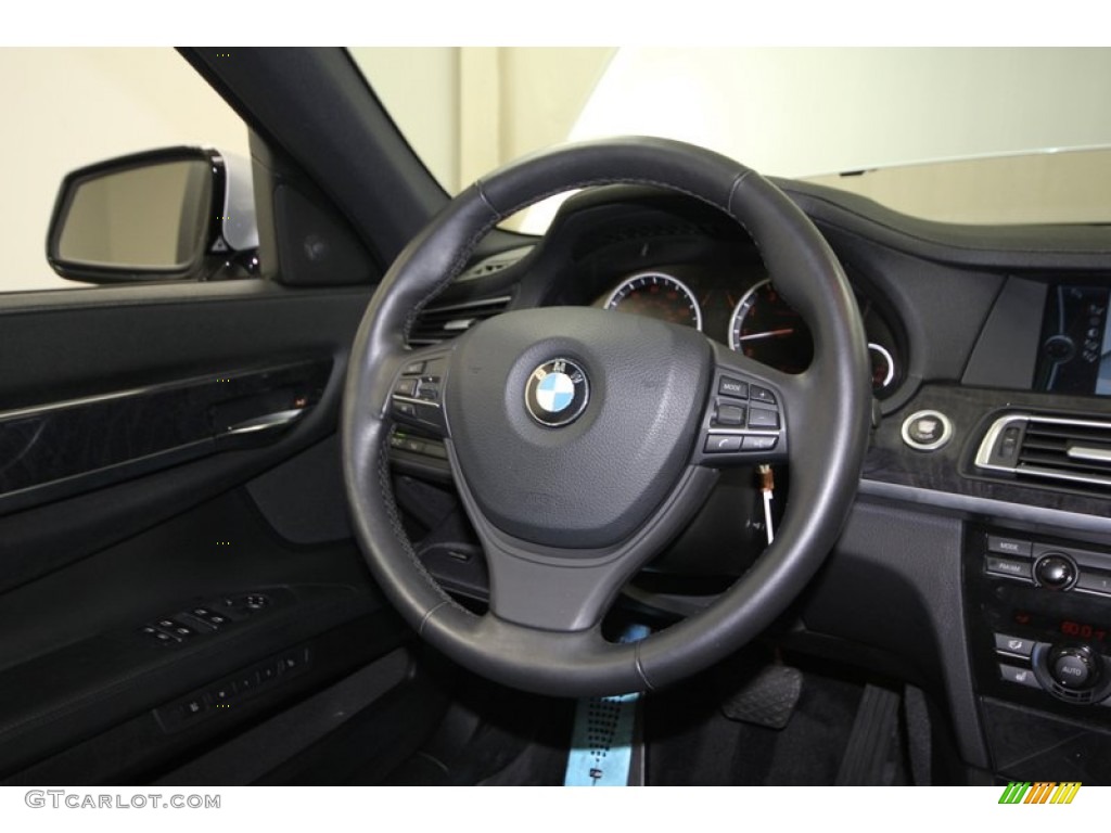2010 BMW 7 Series 750i Sedan Black Nappa Leather Steering Wheel Photo #76387402
