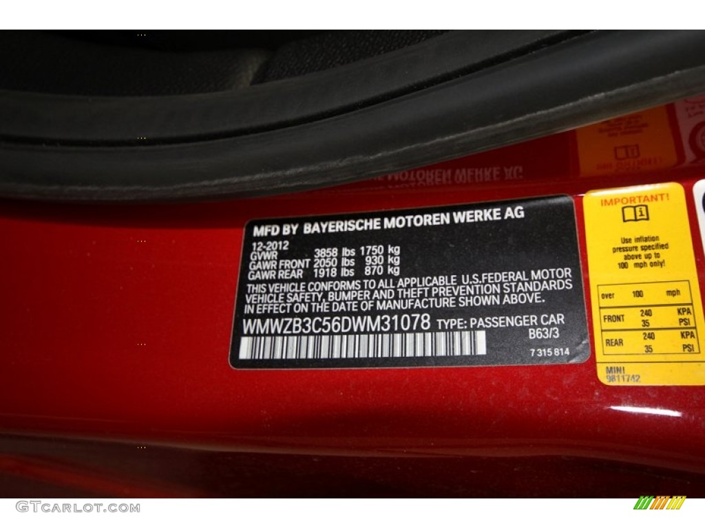 2013 Cooper Color Code B63 for Blazing Red Photo #76387777