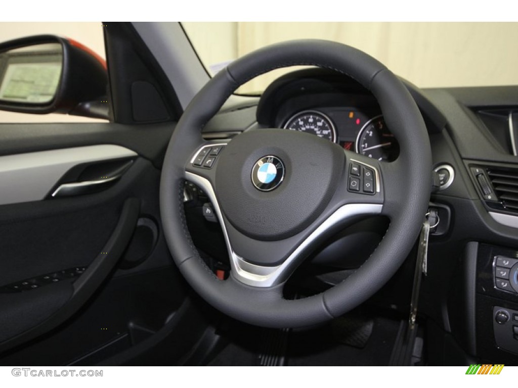2013 BMW X1 sDrive 28i Black Steering Wheel Photo #76388059