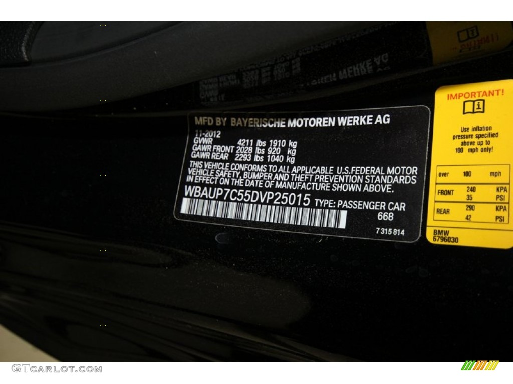 2013 1 Series Color Code 668 for Jet Black Photo #76388320
