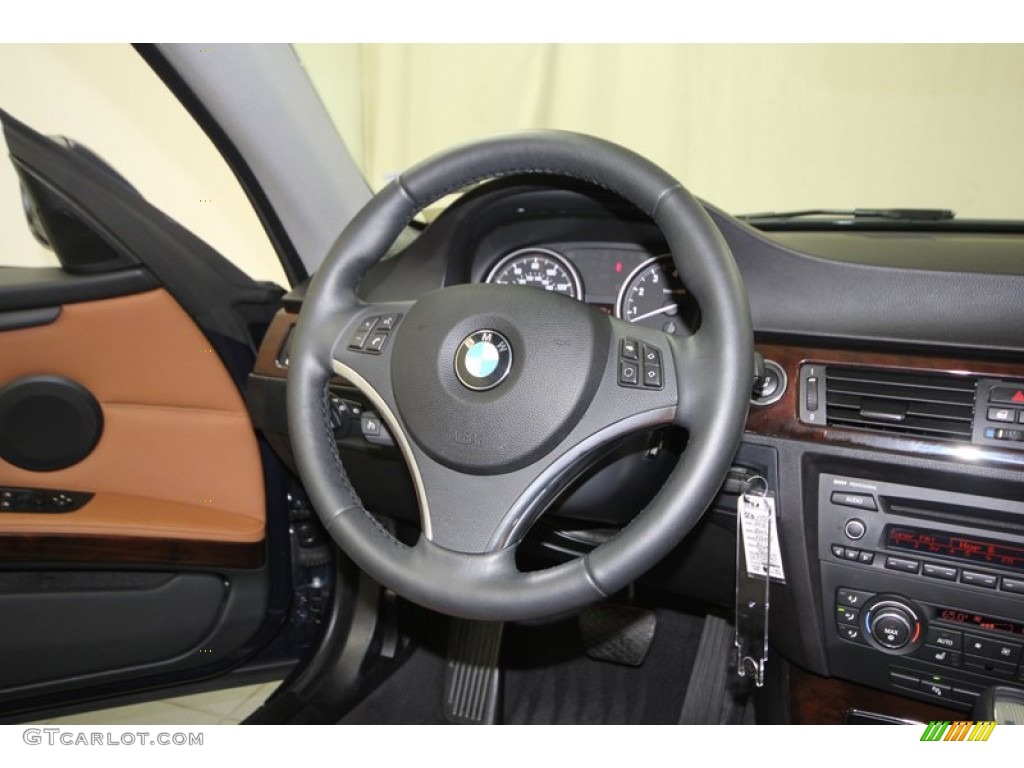 2012 BMW 3 Series 328i xDrive Coupe Saddle Brown Steering Wheel Photo #76391913