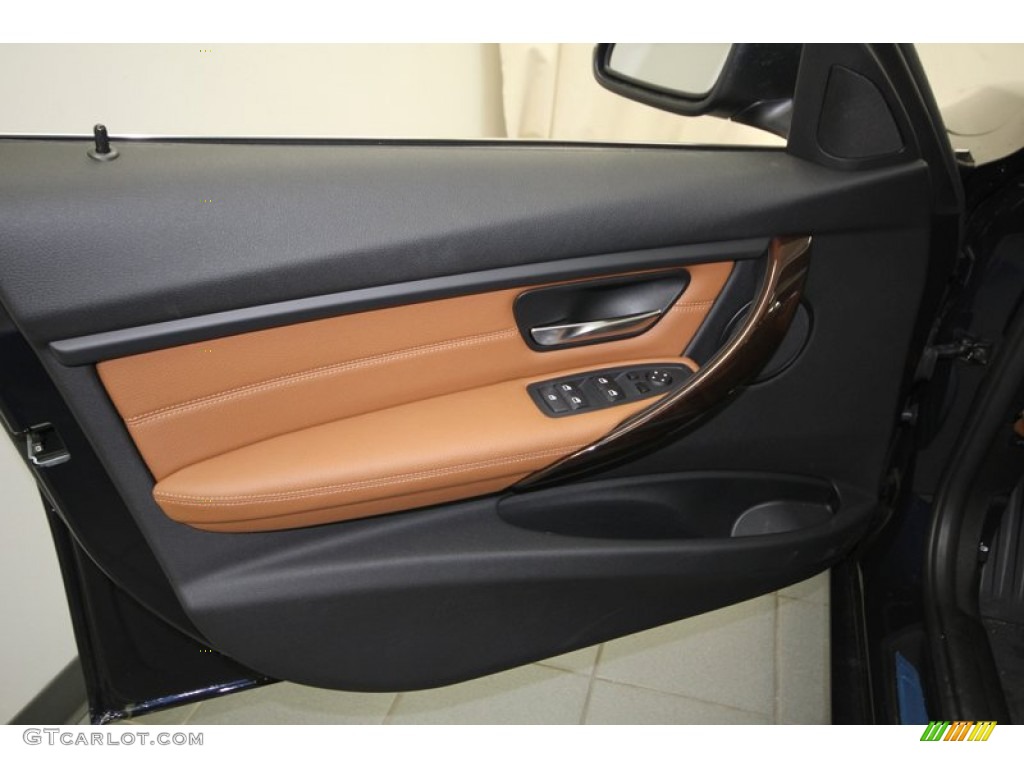 2013 BMW 3 Series 335i Sedan Saddle Brown Door Panel Photo #76393011