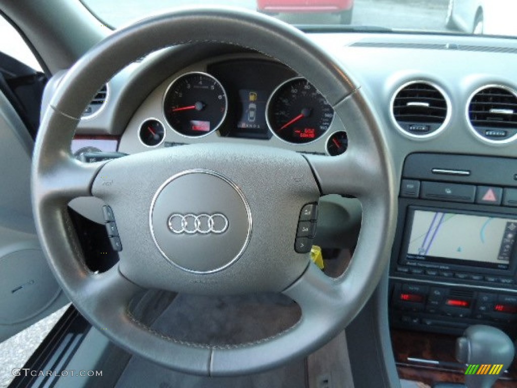 2005 Audi A4 3.0 quattro Cabriolet Grey Steering Wheel Photo #76396374