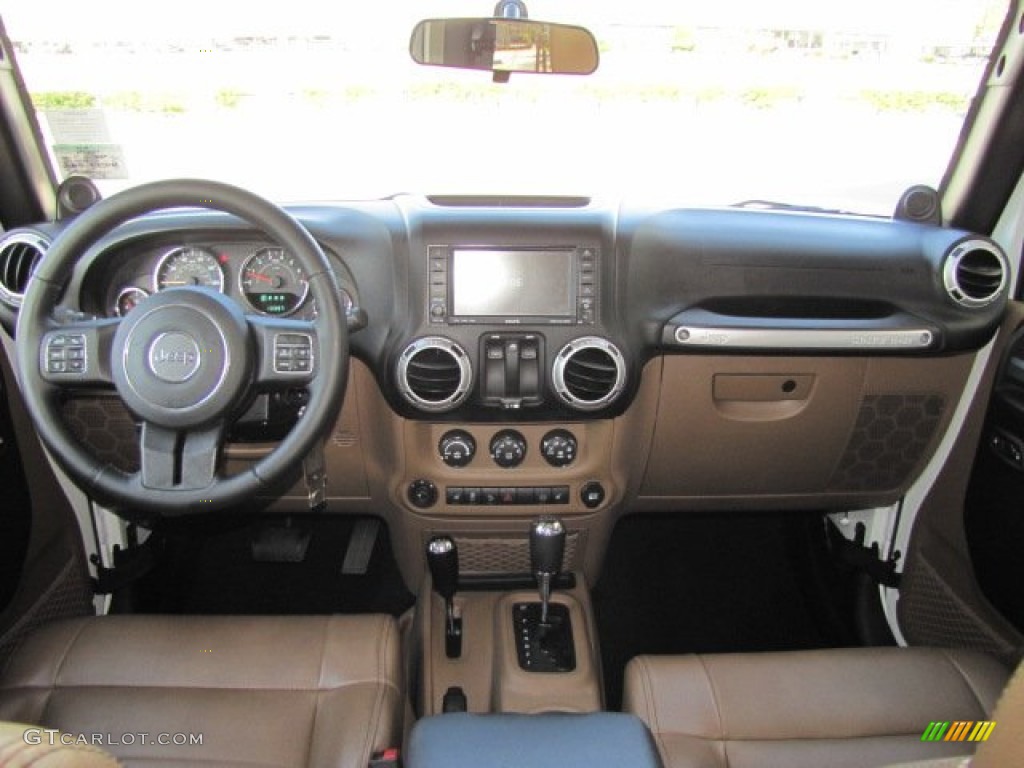 2011 Jeep Wrangler Sahara 4x4 Black/Dark Saddle Dashboard Photo #76398365