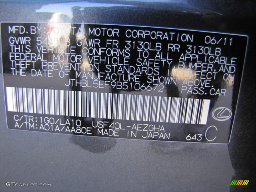 2011 LS Color Code 1G0 for Smoky Granite Mica Photo #76400379