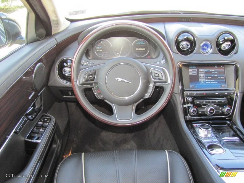2011 Jaguar XJ XJL Supercharged Jet Black/Ivory Dashboard Photo #76401216