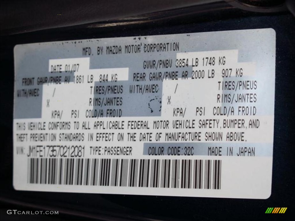 2007 Mazda RX-8 Touring Color Code Photos
