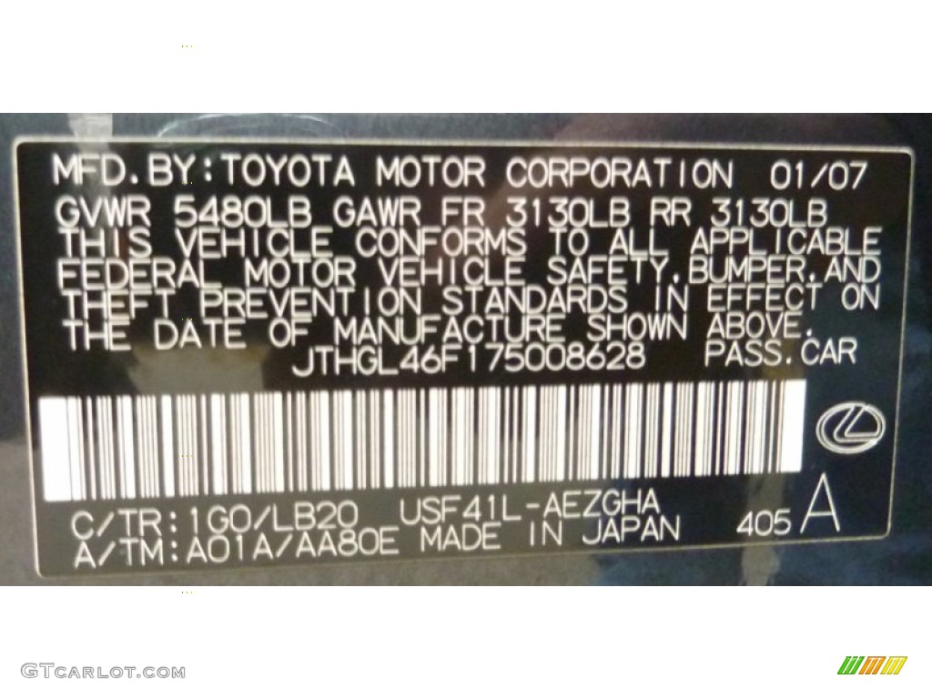 2007 LS Color Code 1G0 for Smokey Granite Mica Photo #76405138