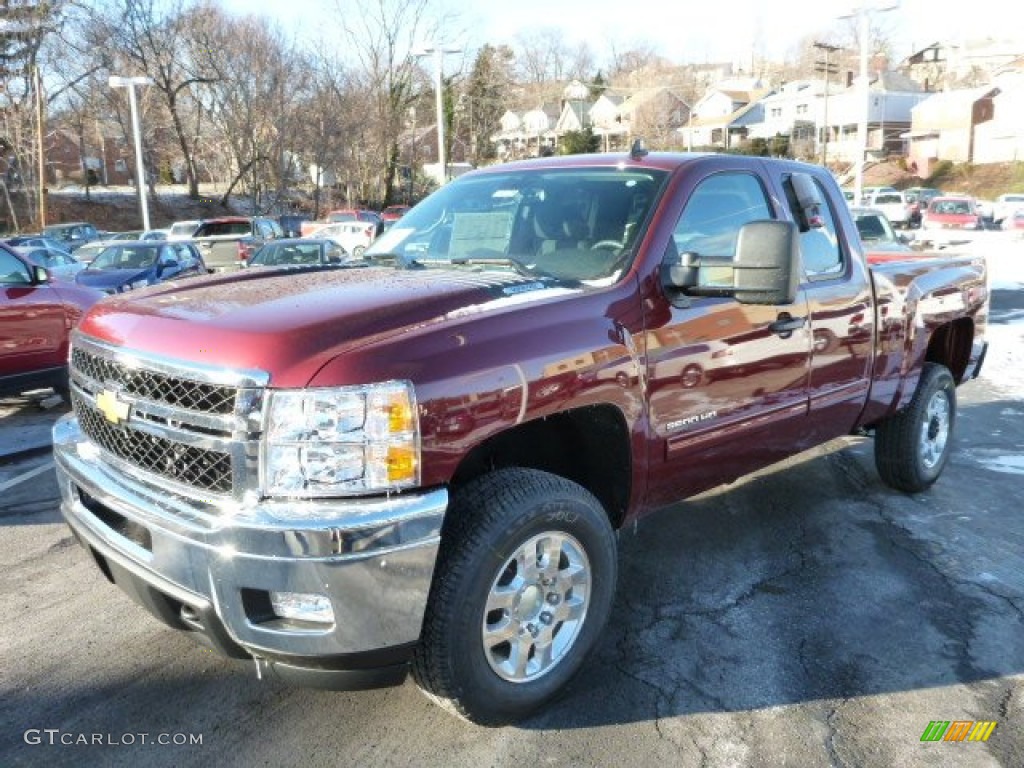 2013 Silverado 2500HD LT Extended Cab 4x4 - Deep Ruby Metallic / Ebony photo #8