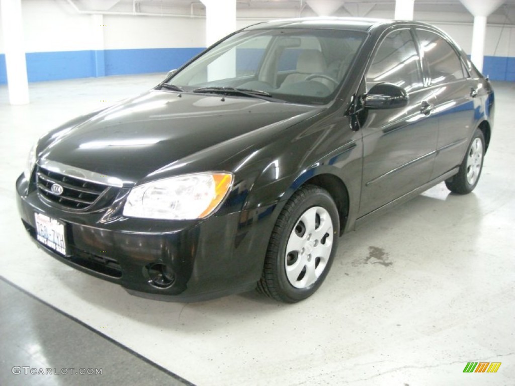 2006 Spectra EX Sedan - Ebony Black / Gray photo #1