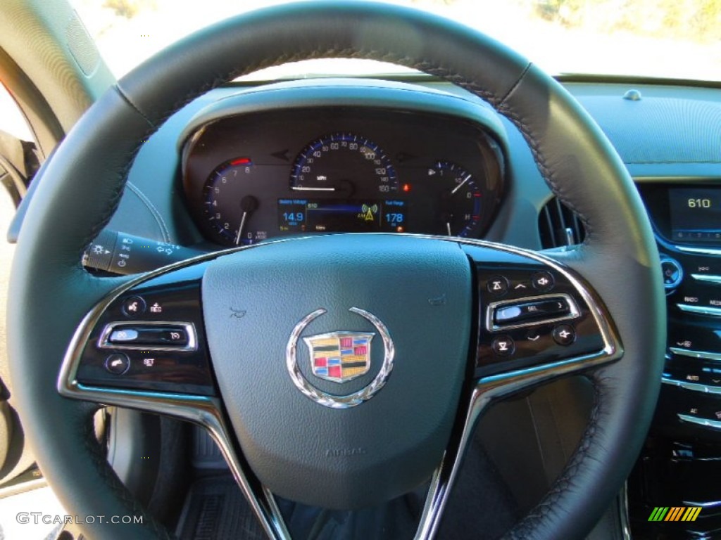 2013 Cadillac ATS 2.5L Jet Black/Jet Black Accents Steering Wheel Photo #76413450