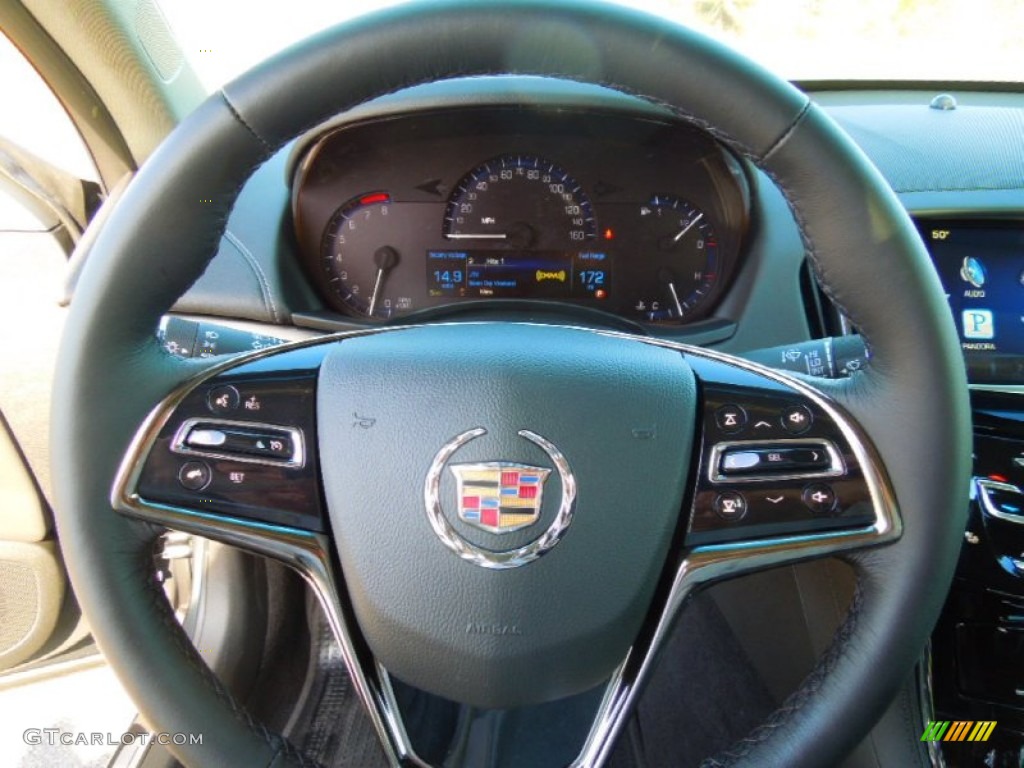 2013 Cadillac ATS 2.5L Jet Black/Jet Black Accents Steering Wheel Photo #76413914