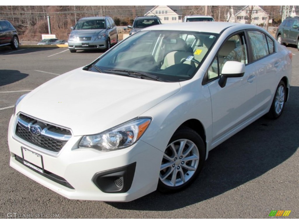 2012 Impreza 2.0i Premium 4 Door - Satin White Pearl / Ivory photo #3