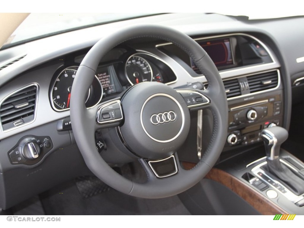 2013 Audi A5 2.0T quattro Coupe Velvet Beige Steering Wheel Photo #76416243