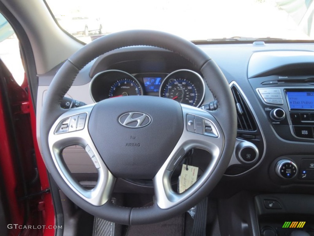 2013 Hyundai Tucson Limited Taupe Steering Wheel Photo #76420578