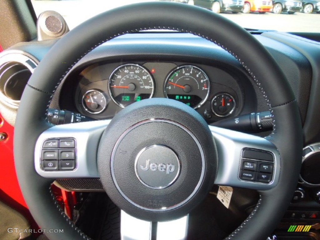 2013 Jeep Wrangler Oscar Mike Freedom Edition 4x4 Freedom Edition Black/Silver Steering Wheel Photo #76422927