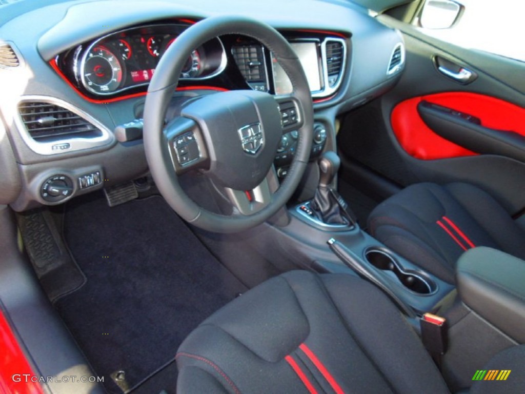 Black/Ruby Red Interior 2013 Dodge Dart Rallye Photo #76424621