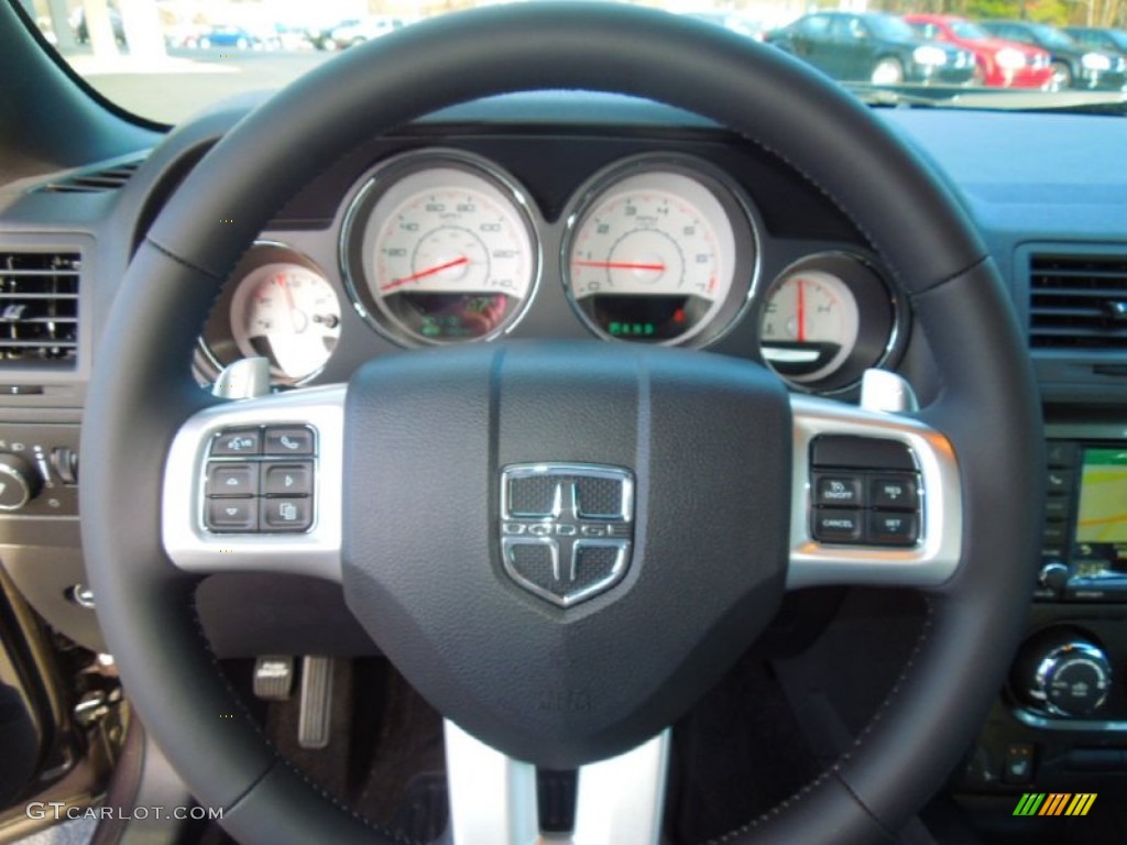 2013 Dodge Challenger SXT Plus Dark Slate Gray Steering Wheel Photo #76424856