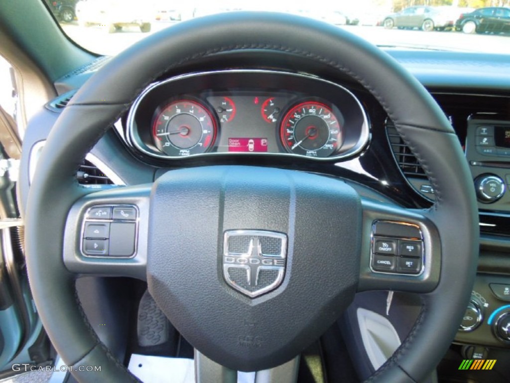 2013 Dodge Dart Rallye Black/Light Diesel Gray Steering Wheel Photo #76425573