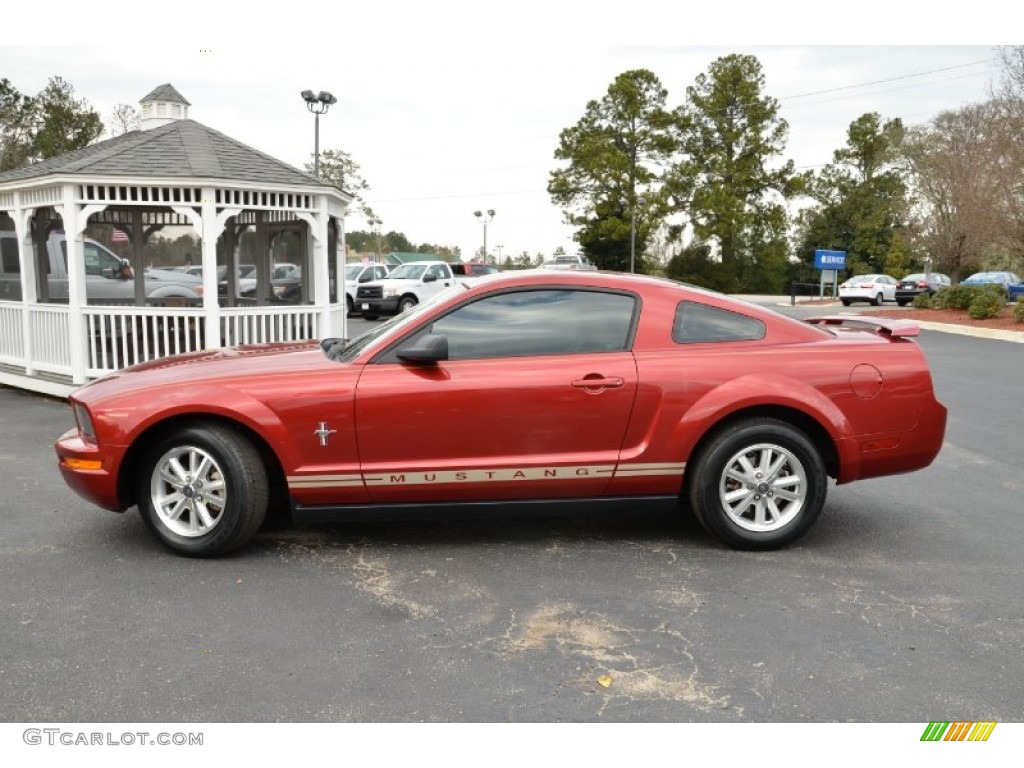 2006 Mustang V6 Premium Coupe - Redfire Metallic / Light Parchment photo #8