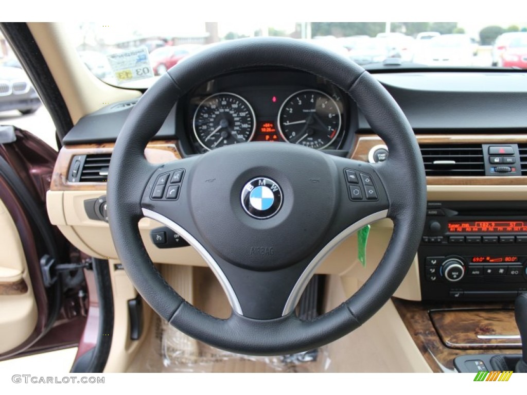 2007 BMW 3 Series 328i Sedan Beige Steering Wheel Photo #76436069