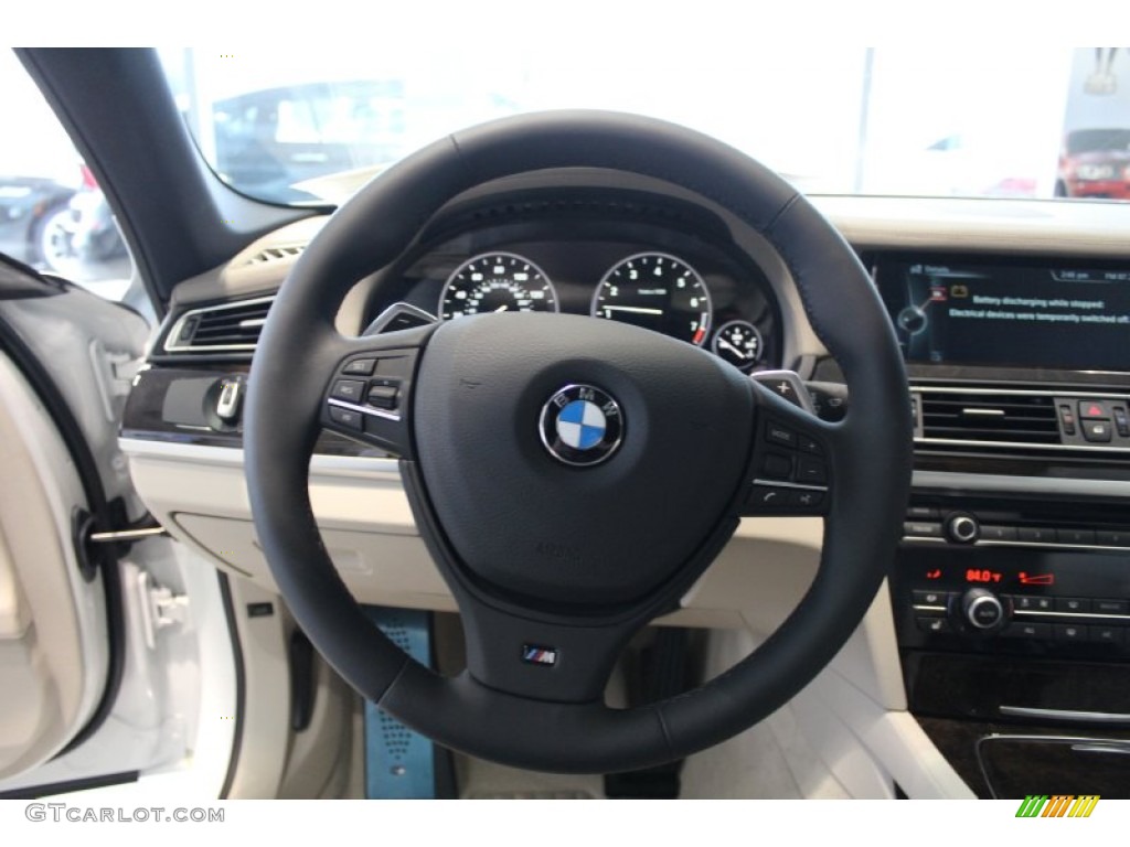 2013 BMW 7 Series 740Li Sedan Oyster Steering Wheel Photo #76437527