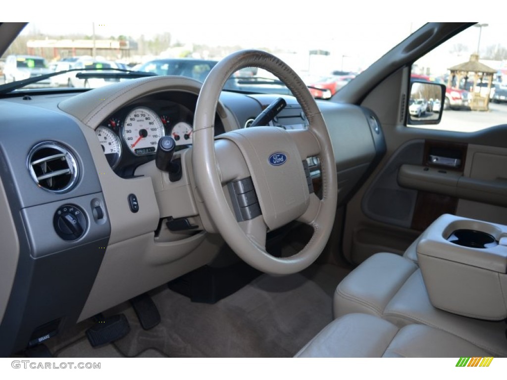 Tan Interior 2004 Ford F150 Lariat SuperCrew 4x4 Photo #76445498