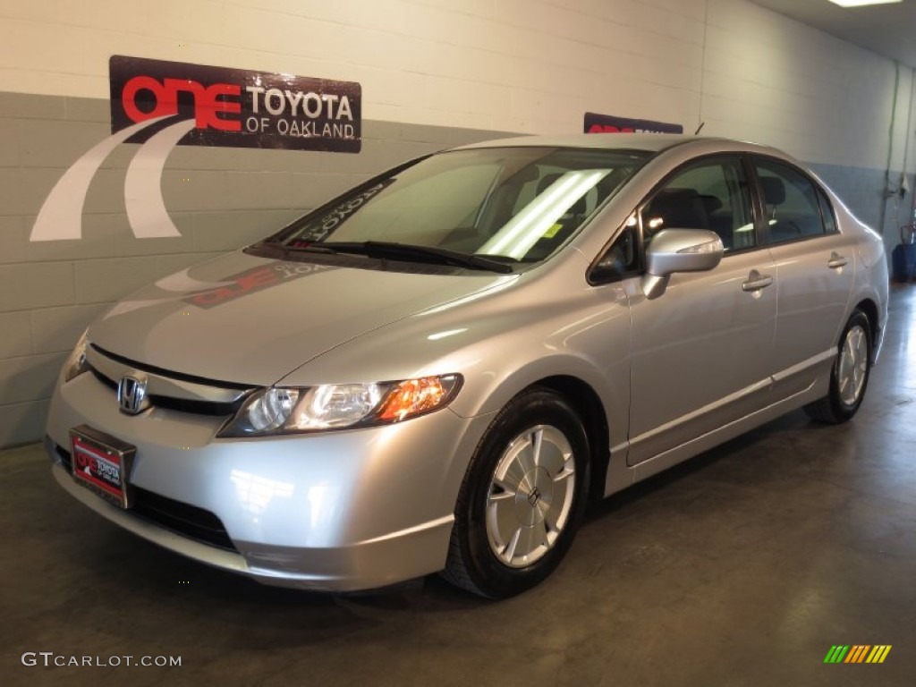 2007 Civic Hybrid Sedan - Alabaster Silver Metallic / Blue photo #1