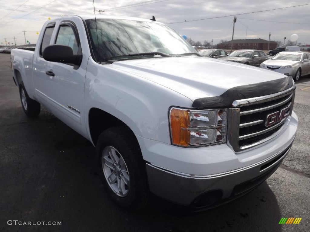 2013 Sierra 1500 SLE Extended Cab - Summit White / Very Dark Cashmere/Light Cashmere photo #3