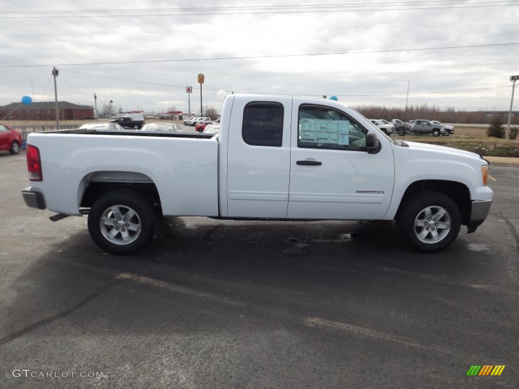 2013 Sierra 1500 SLE Extended Cab - Summit White / Very Dark Cashmere/Light Cashmere photo #4