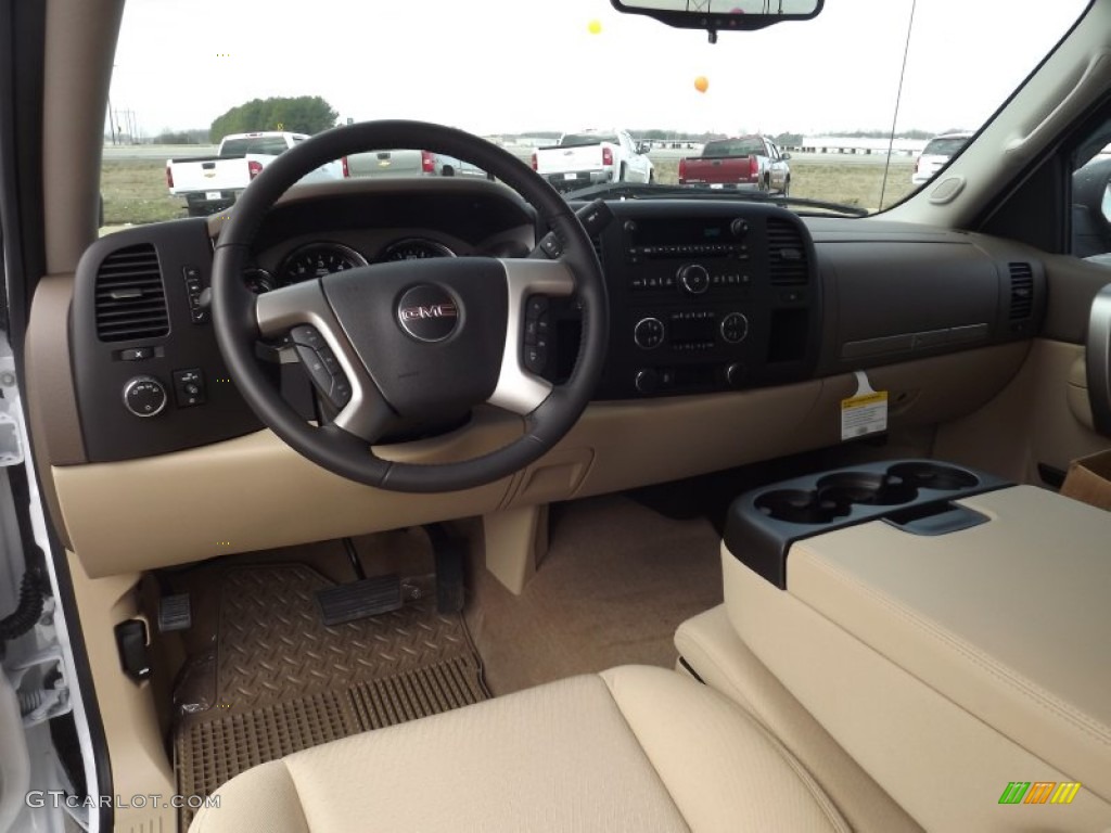 2013 Sierra 1500 SLE Extended Cab - Summit White / Very Dark Cashmere/Light Cashmere photo #10