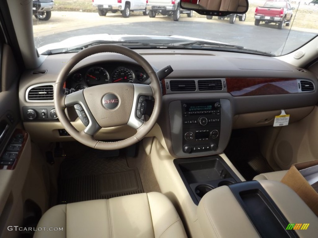 Very Dark Cashmere/Light Cashmere Interior 2013 GMC Sierra 2500HD SLT Crew Cab 4x4 Photo #76452086