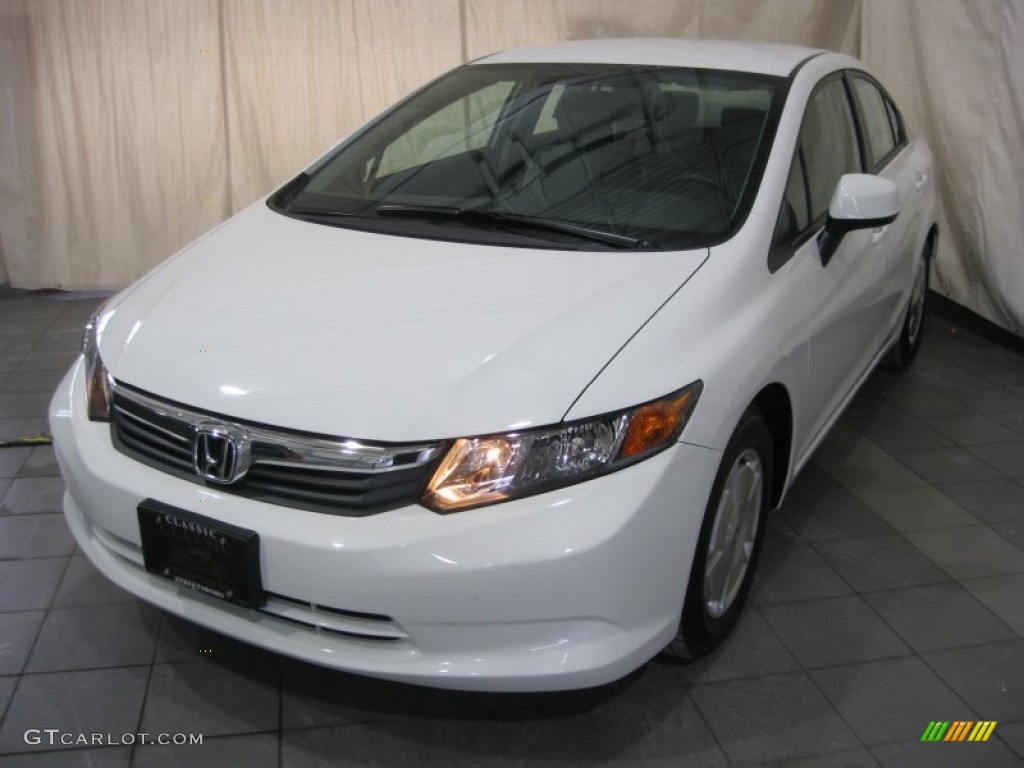 2012 Civic HF Sedan - Taffeta White / Stone photo #1