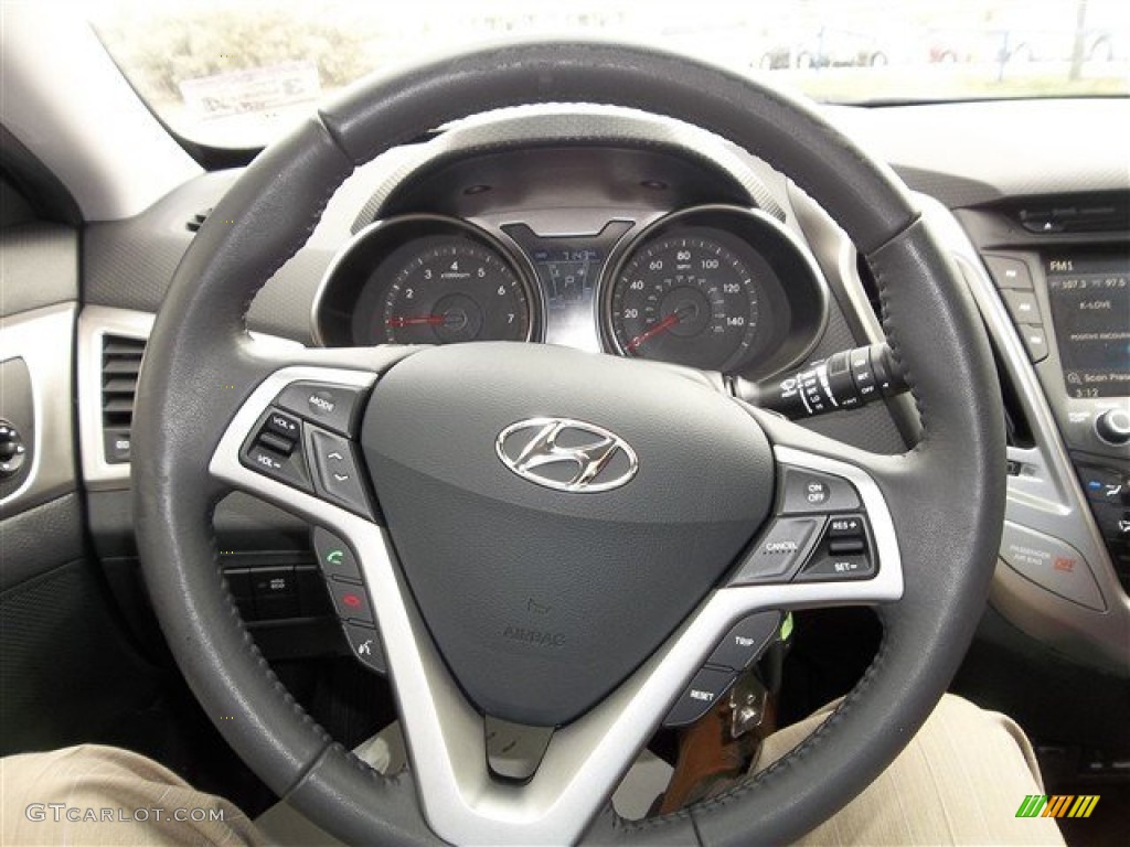 2012 Hyundai Veloster Standard Veloster Model Black/Red Steering Wheel Photo #76454520