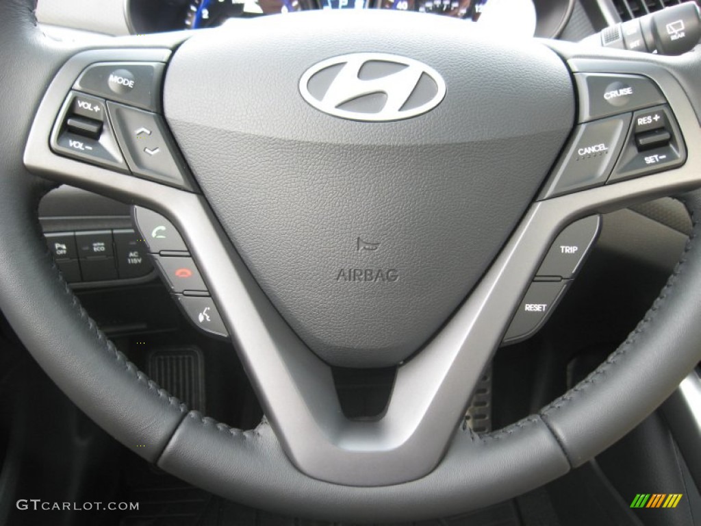 2013 Hyundai Veloster Turbo Black Steering Wheel Photo #76457375