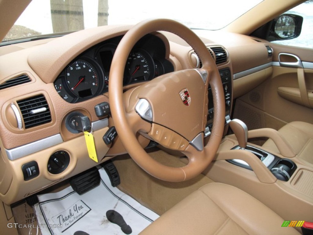 2010 Porsche Cayenne Tiptronic Havanna/Sand Beige Steering Wheel Photo #76463321