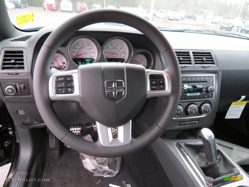 2013 Dodge Challenger R/T Dark Slate Gray Steering Wheel Photo #76470048